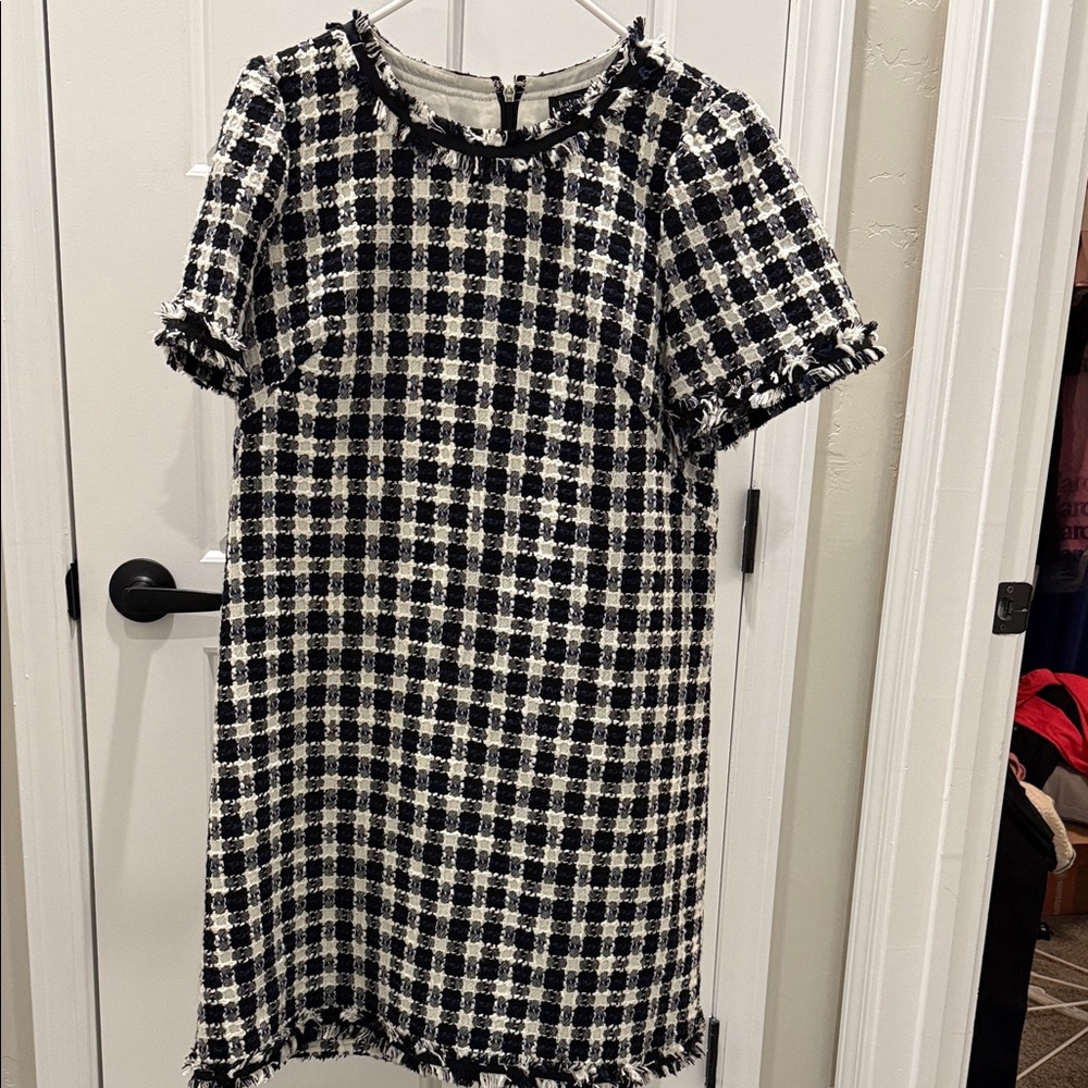 Kate Spade Black and White Checkered Midi Dress